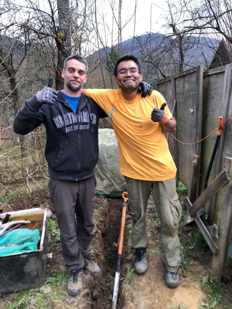 Building a house in Slovakia with a friend.
